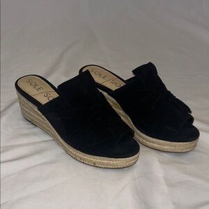 Sole Society Black Espadrille Slides